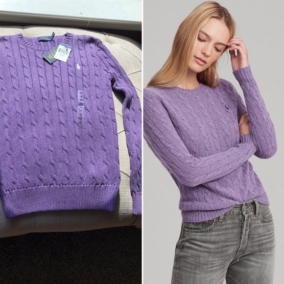 polo ralph lauren women's cable knit crew neck sweater